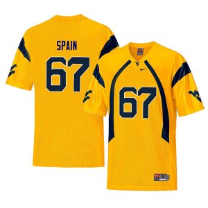 Men's West Virginia Mountaineers NCAA #67 Quinton Spain Yellow Authentic Nike Retro Stitched College Football Jersey ZR15A57EZ